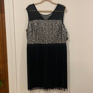 NWT | Tribal Sequence and Fringe Black Dress - Size XL